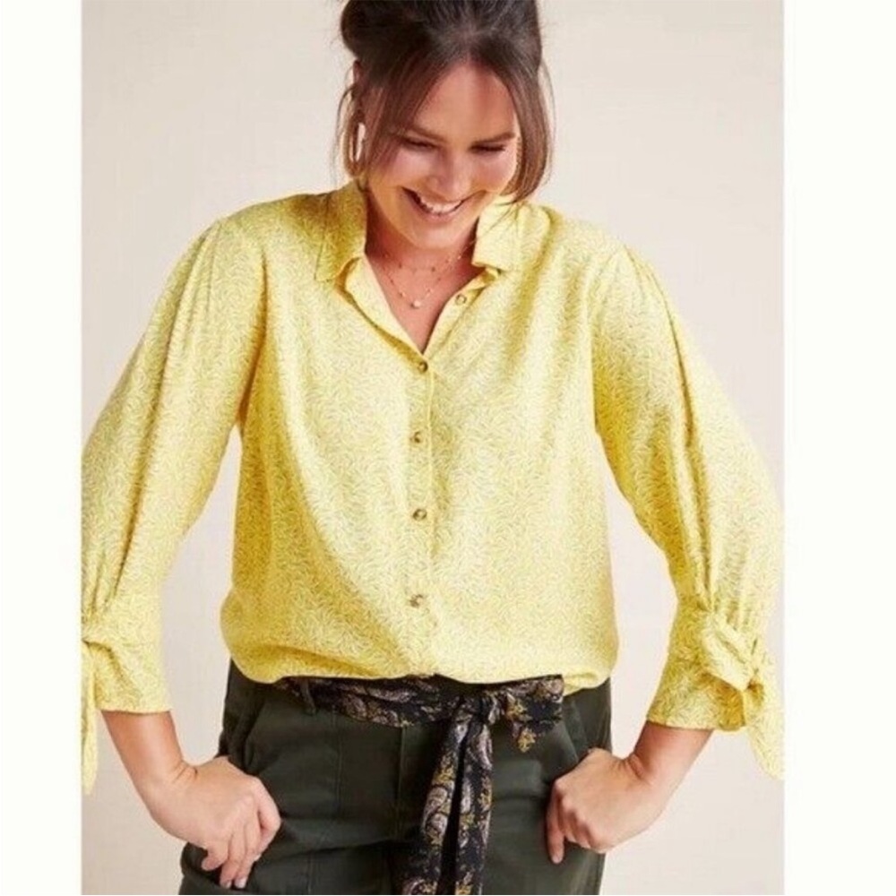 Anthropologie Maeve Blithe Yellow Button Down Blouse